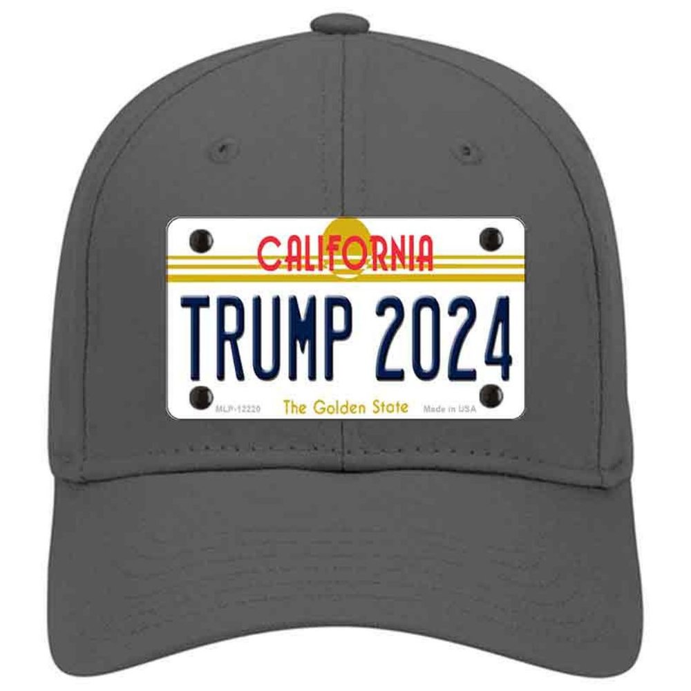 Trump 2024 California Metal on Cotton Velcro Hat - Charcoal